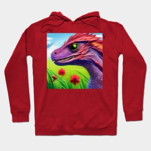 Cute Purple and Pink Baby Dragon in Flowers Hoodie